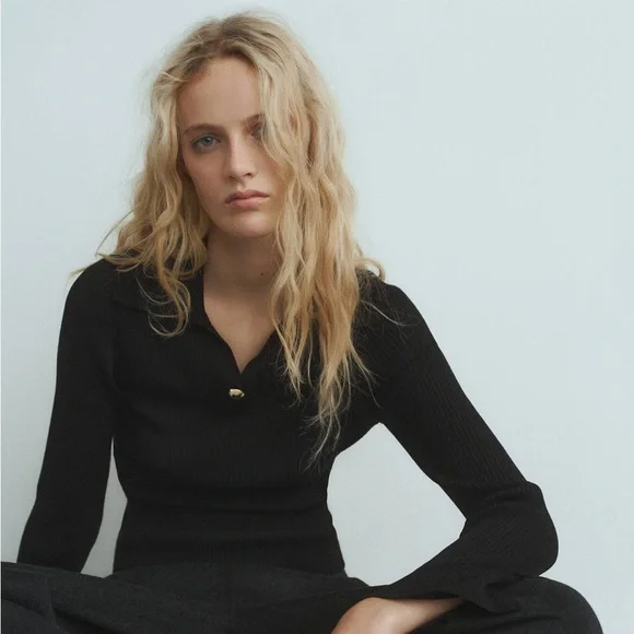 Mango Ribbed Sweater With Jewel Button - Picture 2 of 7